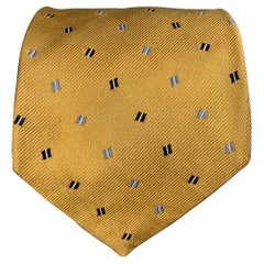 ERMENEGILDO ZEGNA Cravate carrées bleu marine dorée en soie