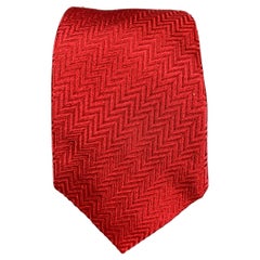 ARMANI COLLEZIONI Red Zig Zag Silk Jacquard Tie