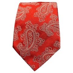 ETRO Red White Paisley Silk Jacquard Tie