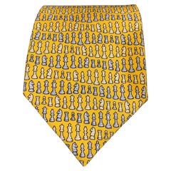 VERSACE Yellow Blue Chess Silk Tie