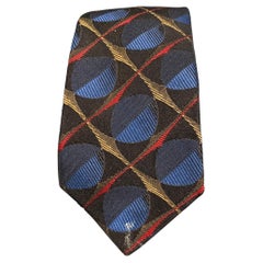 PRADA Cravate en jacquard de soie abstraite noire multicolore