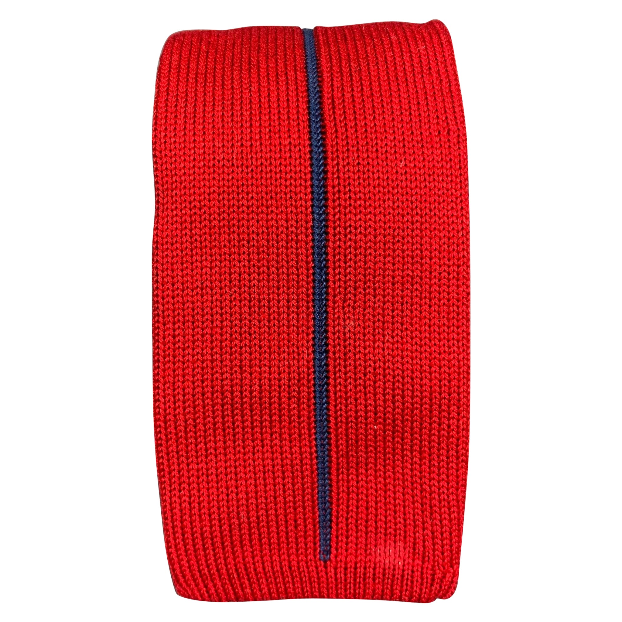 CLAUDE MONTANA Red Blue Stripe Cotton Knit Tie For Sale