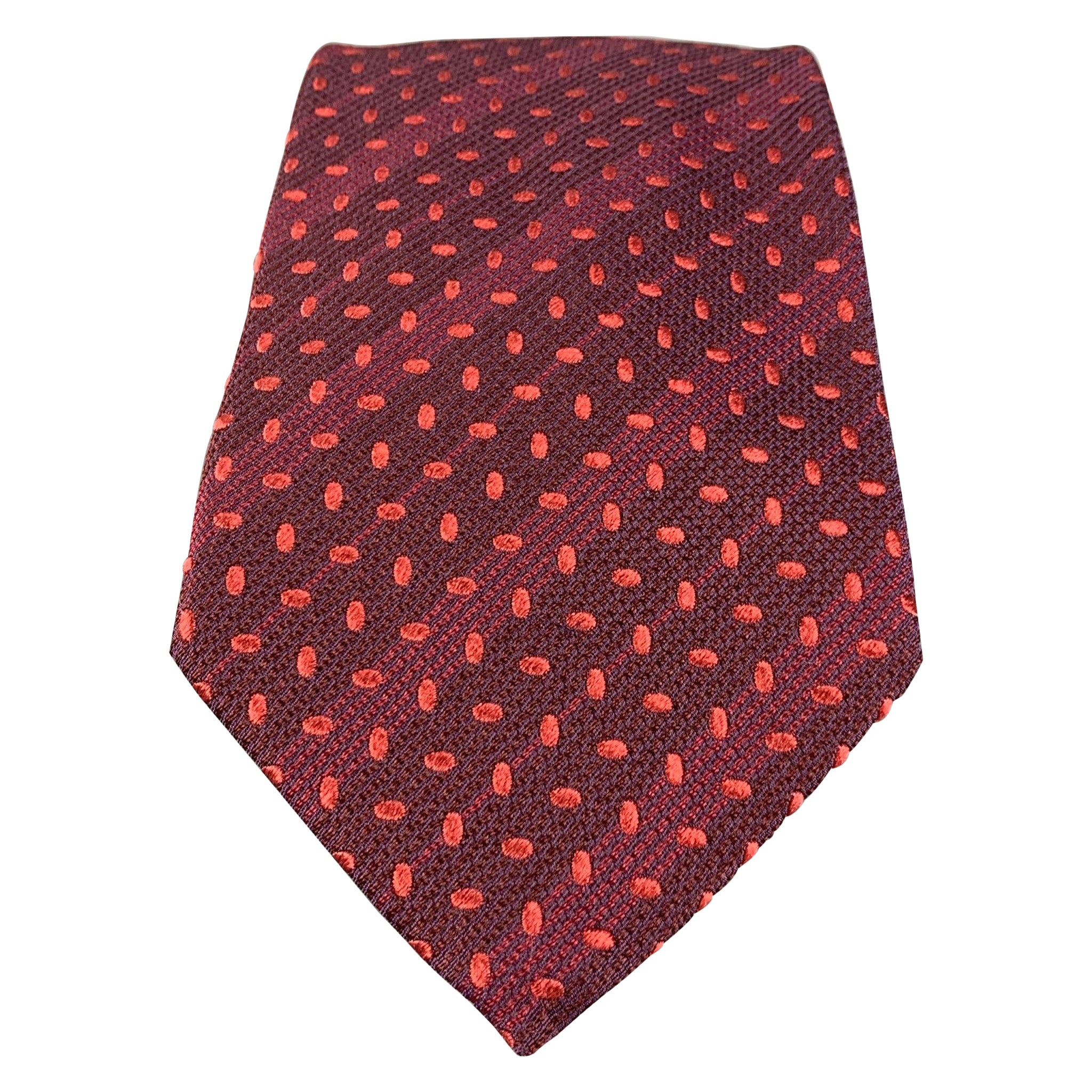 GIORGIO ARMANI Burgundy Red Dots Silk Tie For Sale