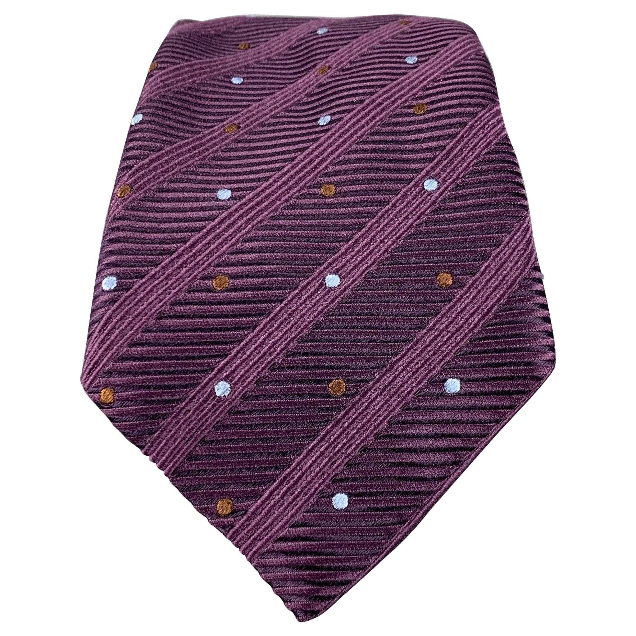 CANALI Purple Ribbed Silk Tie For Sale