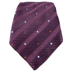CANALI Purple Ribbed Silk Tie
