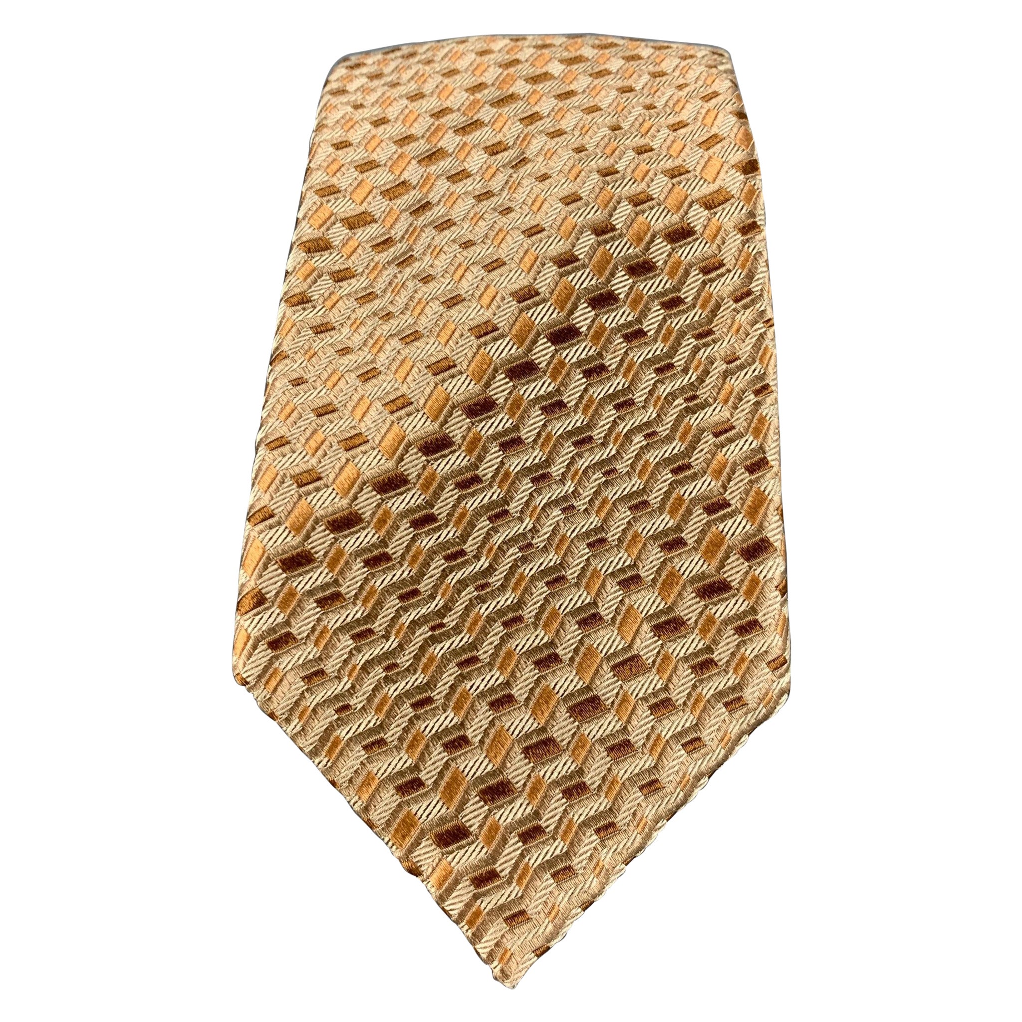 CANALI Tan Taupe Silk Tie For Sale
