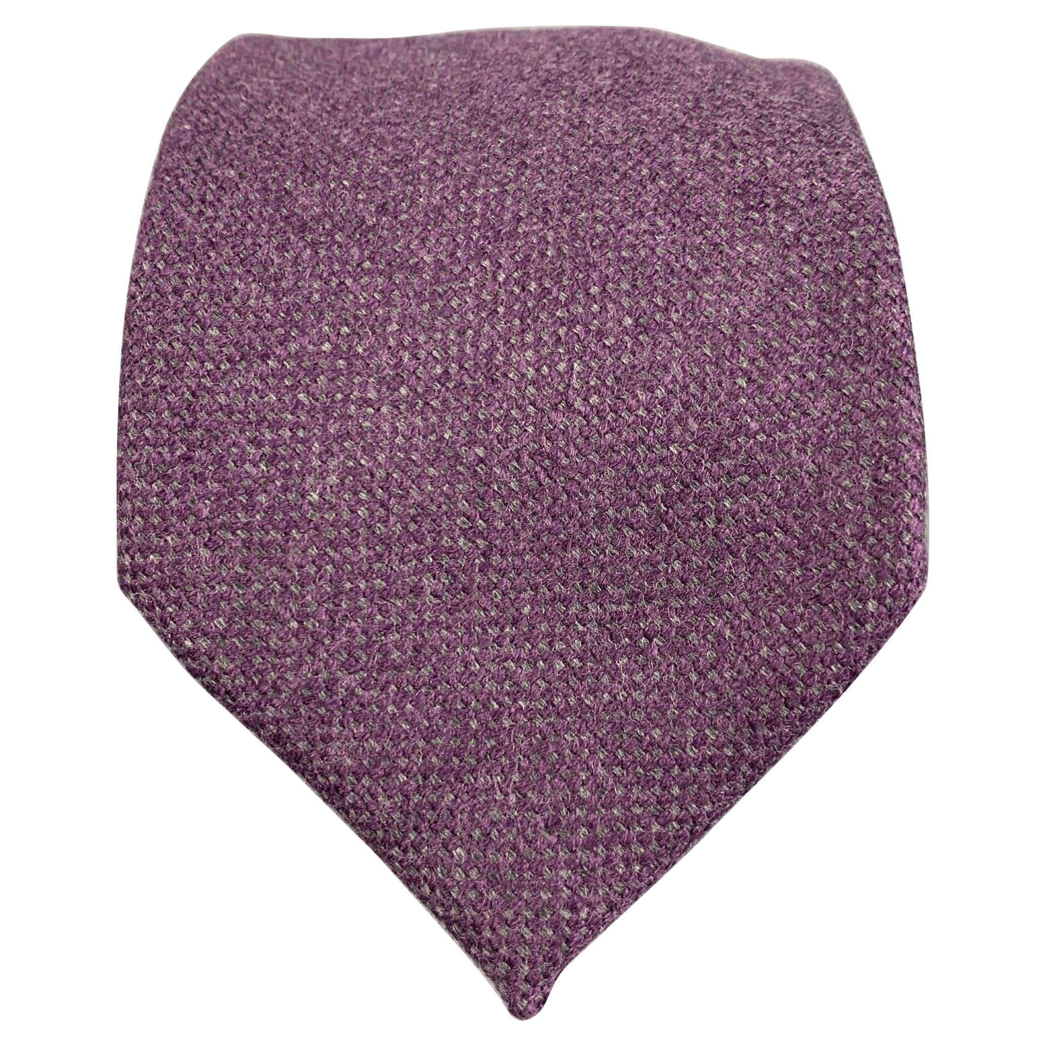LUCIANO BARBERA Purple Grey Wool Tie For Sale