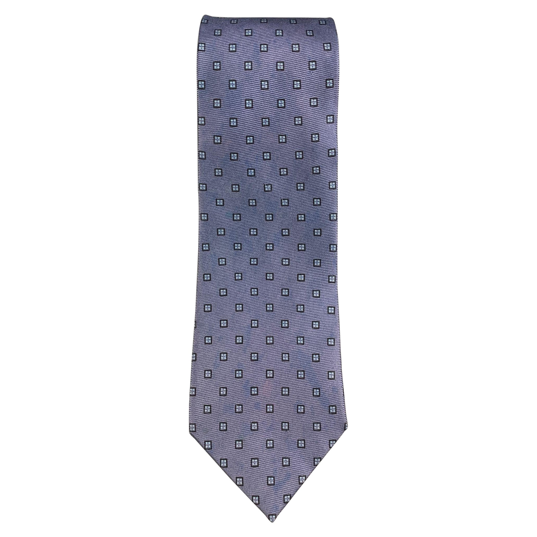 BORRELLI Blue Light Blue Squares Silk Tie For Sale