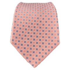 VALENTINO Pink Light Blue Squares Silk Tie