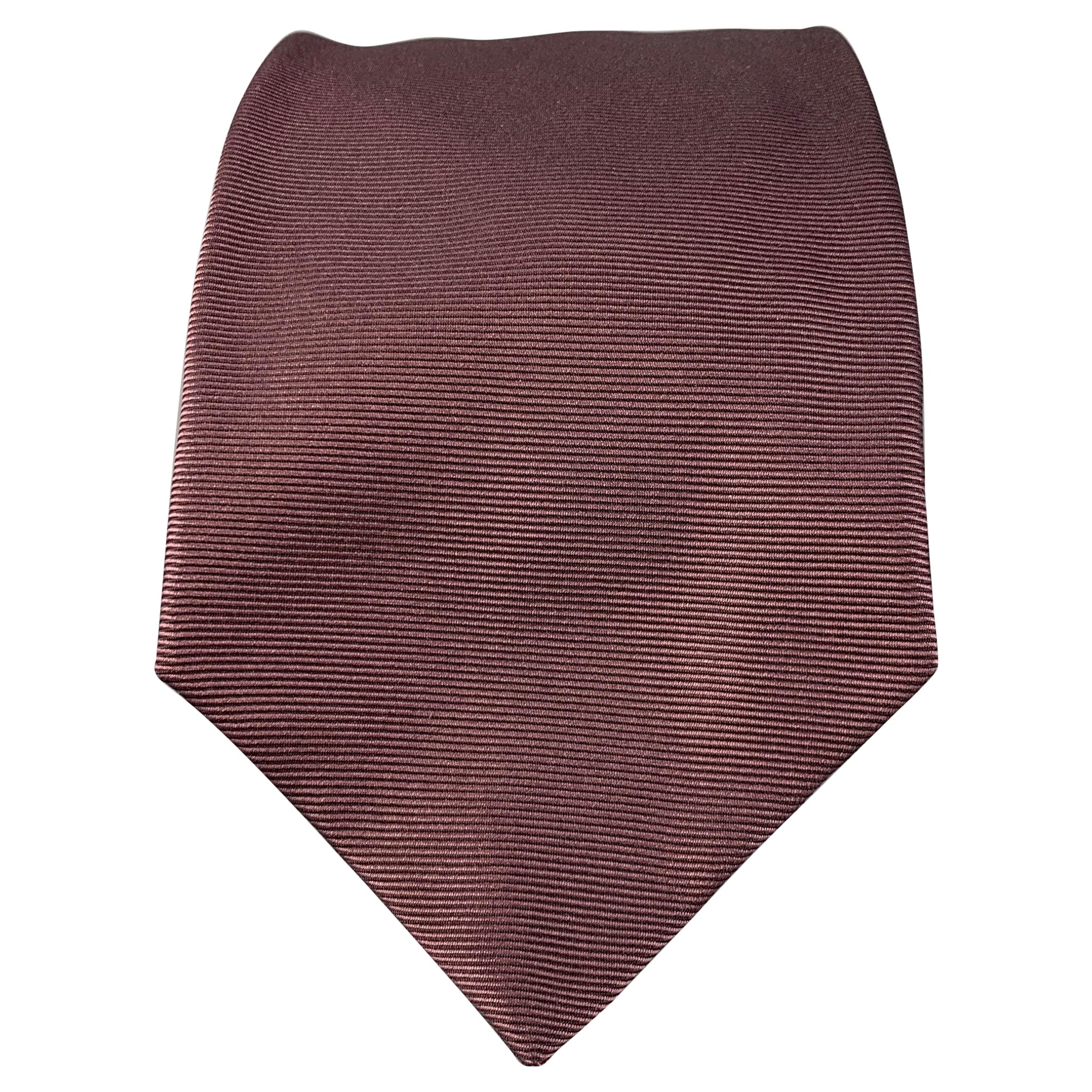 ENRICO ISAIA Brown Silk Twill Tie For Sale