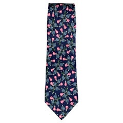 VALENTINO Size Navy Pink Floral Silk Tie
