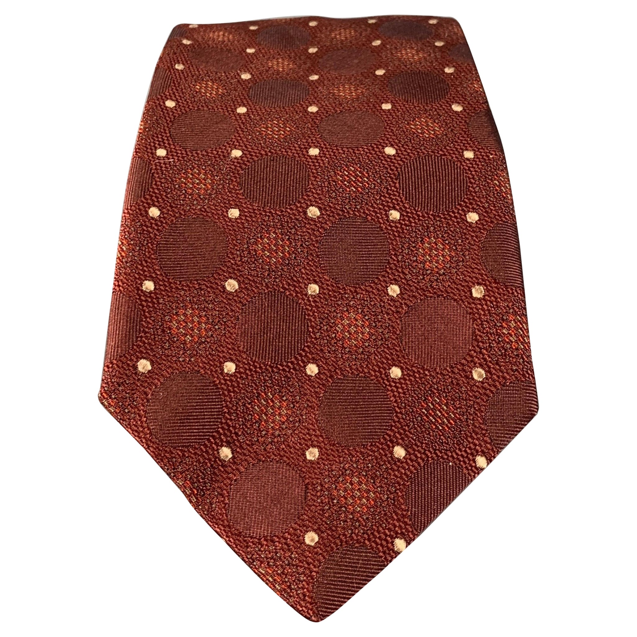 ISAIA Brown Dots Silk Tie For Sale