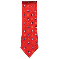 ERMENEGILDO ZEGNA Red Blue Squares Silk Tie