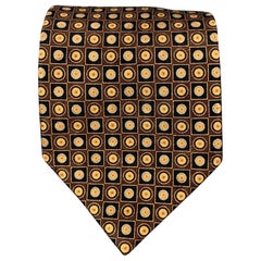 STEFANO RICCI Brown Gold Dots Silk Tie