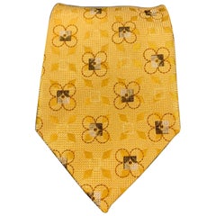 ERMENEGILDO ZEGNA Yellow Jacquard Silk Tie