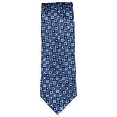 ERMENEGILDO ZEGNA Navy Blue Checkered Silk Tie