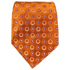 ERMENEGILDO ZEGNA Orange Purple Dots Silk Tie