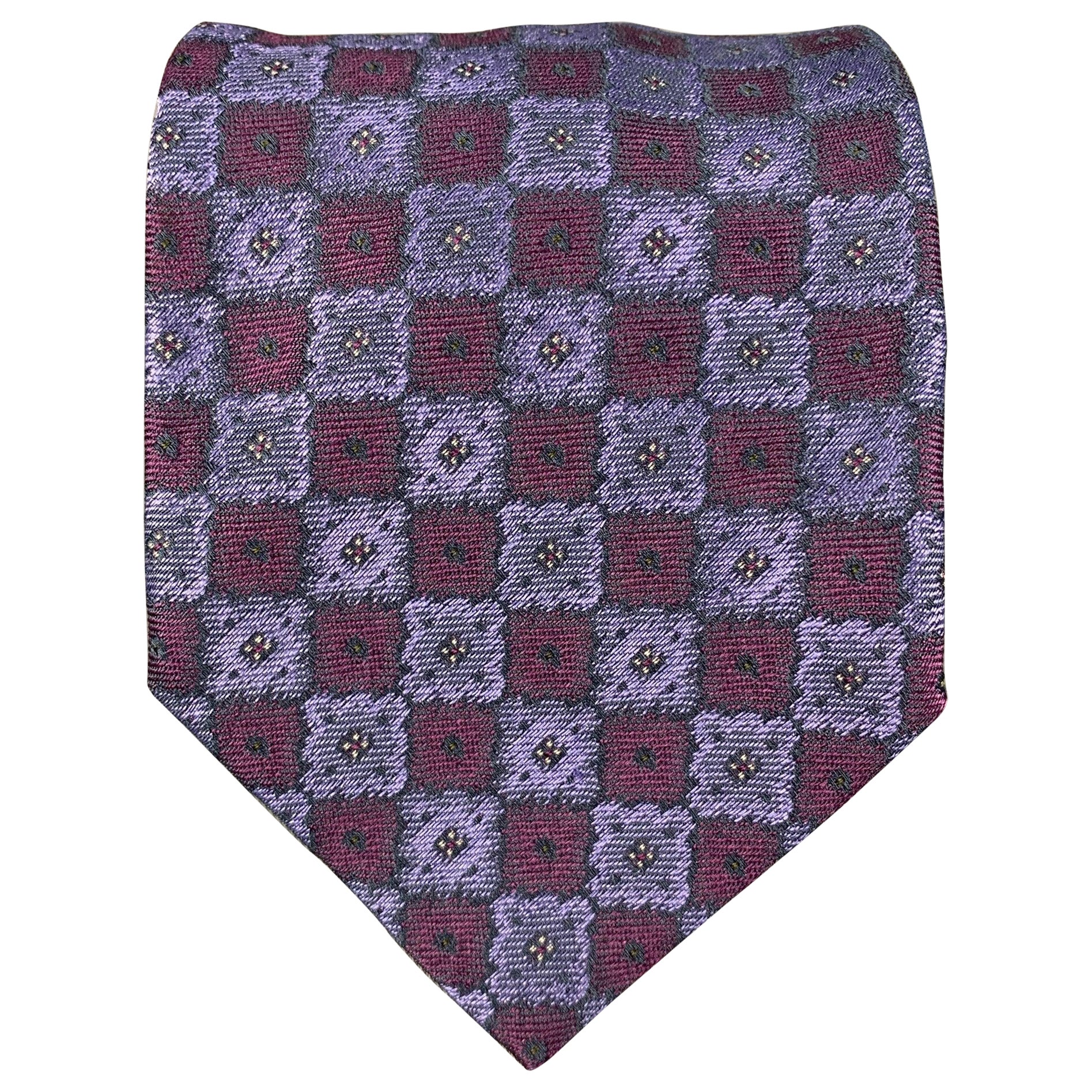 WILKES BASHFORD Purple Burgundy Square Silk Tie For Sale