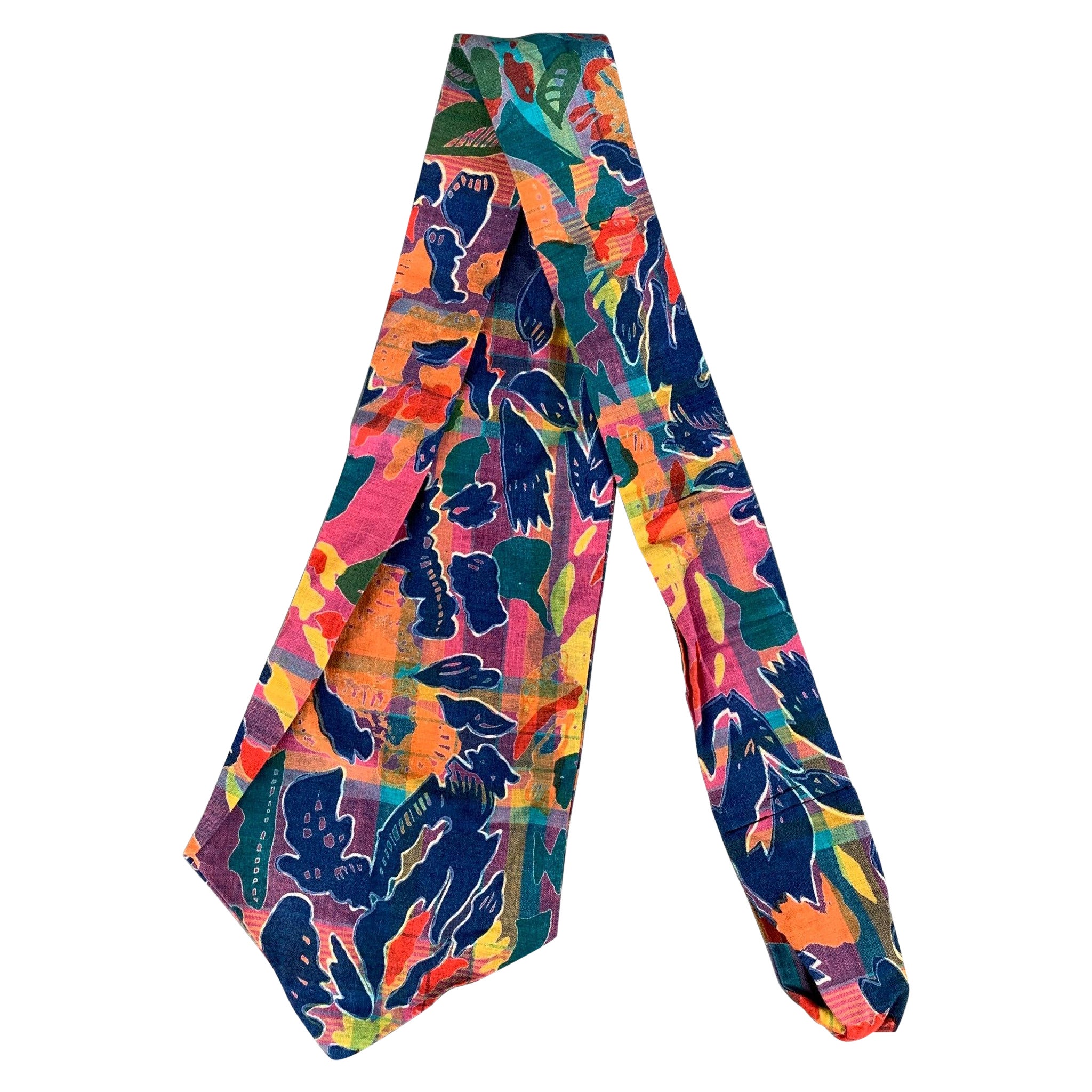 PAUL STUART Multi-Color Abstract Cotton Tie For Sale