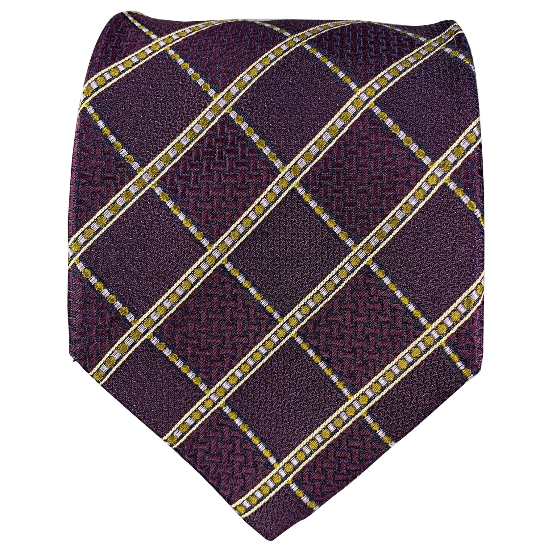 BRIONI Purple White Textured Silk Tie For Sale