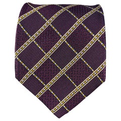 BRIONI Purple White Textured Silk Tie