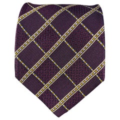 Used BRIONI Purple White Textured Silk Tie