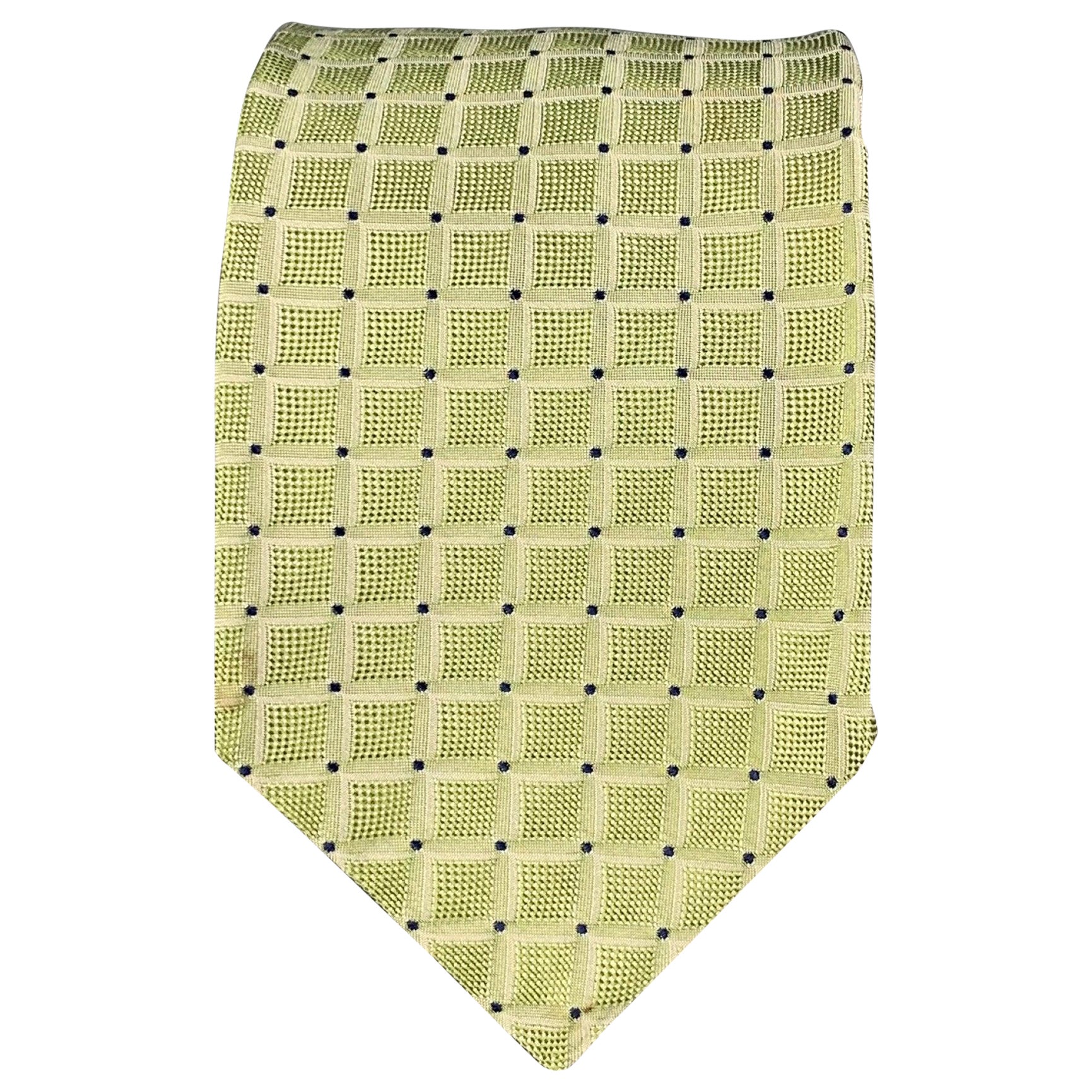 KITON Sage Squares Silk Tie For Sale