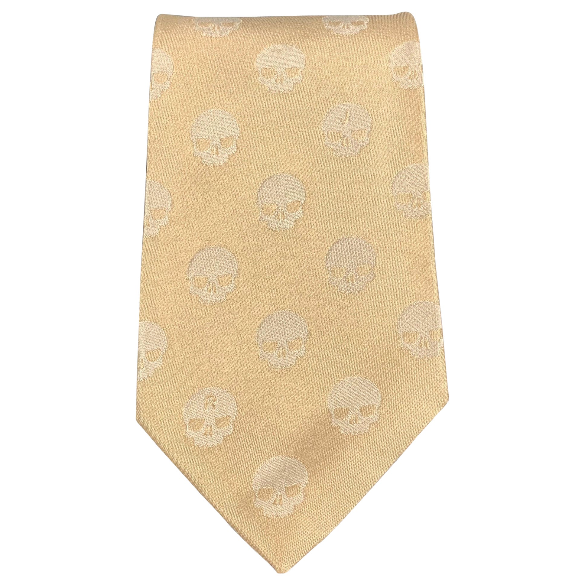 JOHN RICHMOND Beige Skull Silk Tie