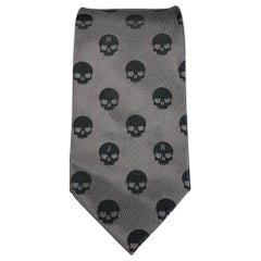 JOHN RICHMOND Charcoal Skull Silk Tie