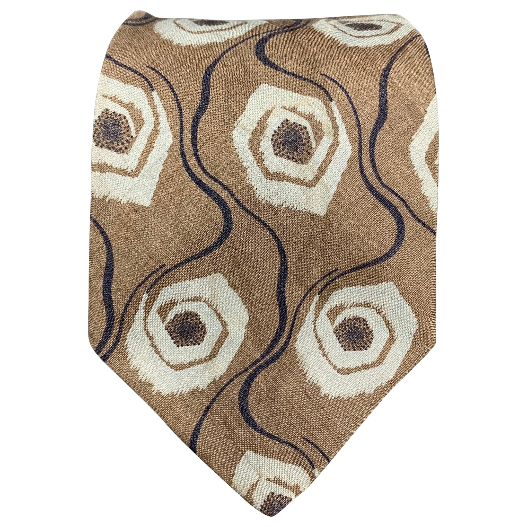 GIORGIO ARMANI - Cravate en soie abstraite kaki en vente