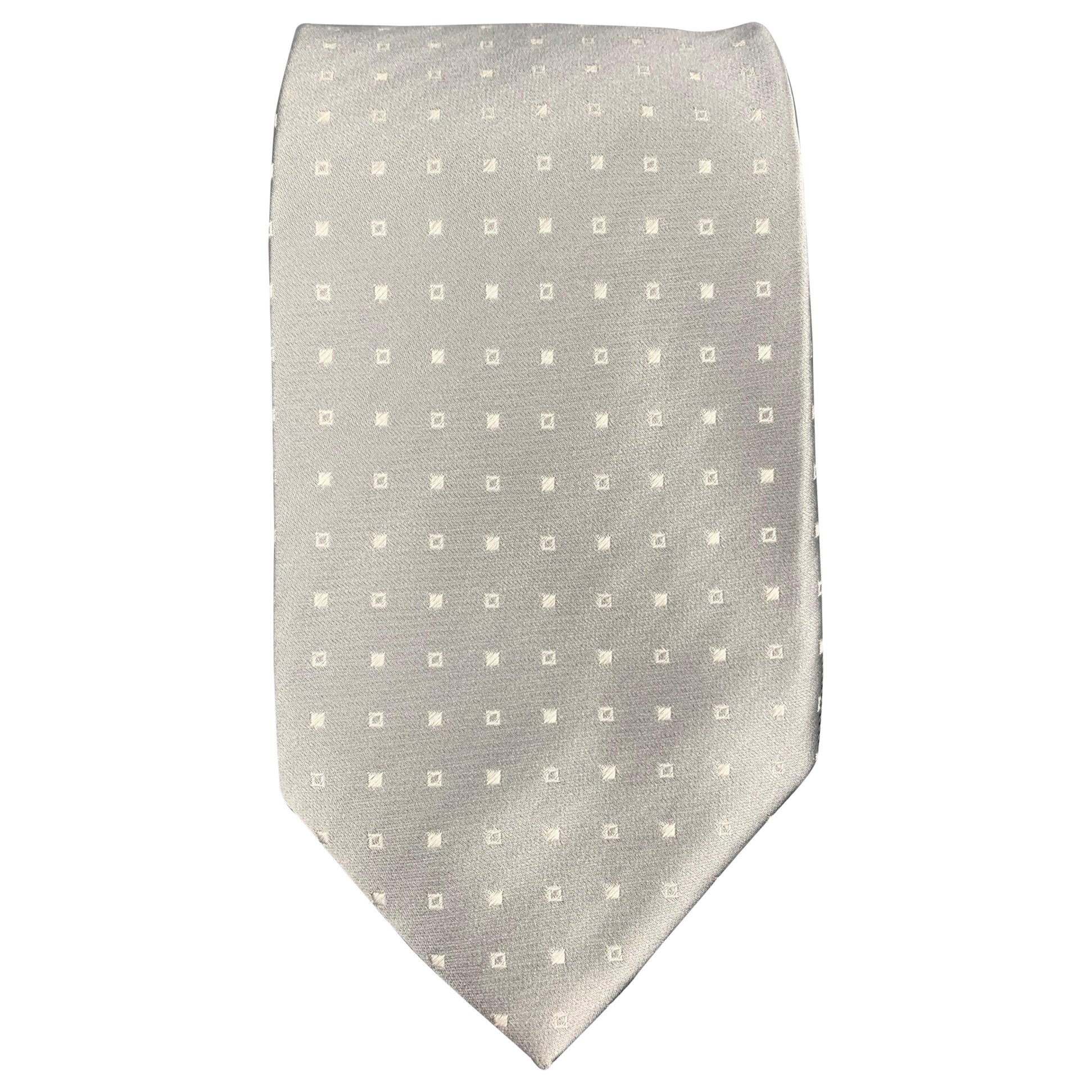 ERMENEGILDO ZEGNA Silver Squares Silk Tie