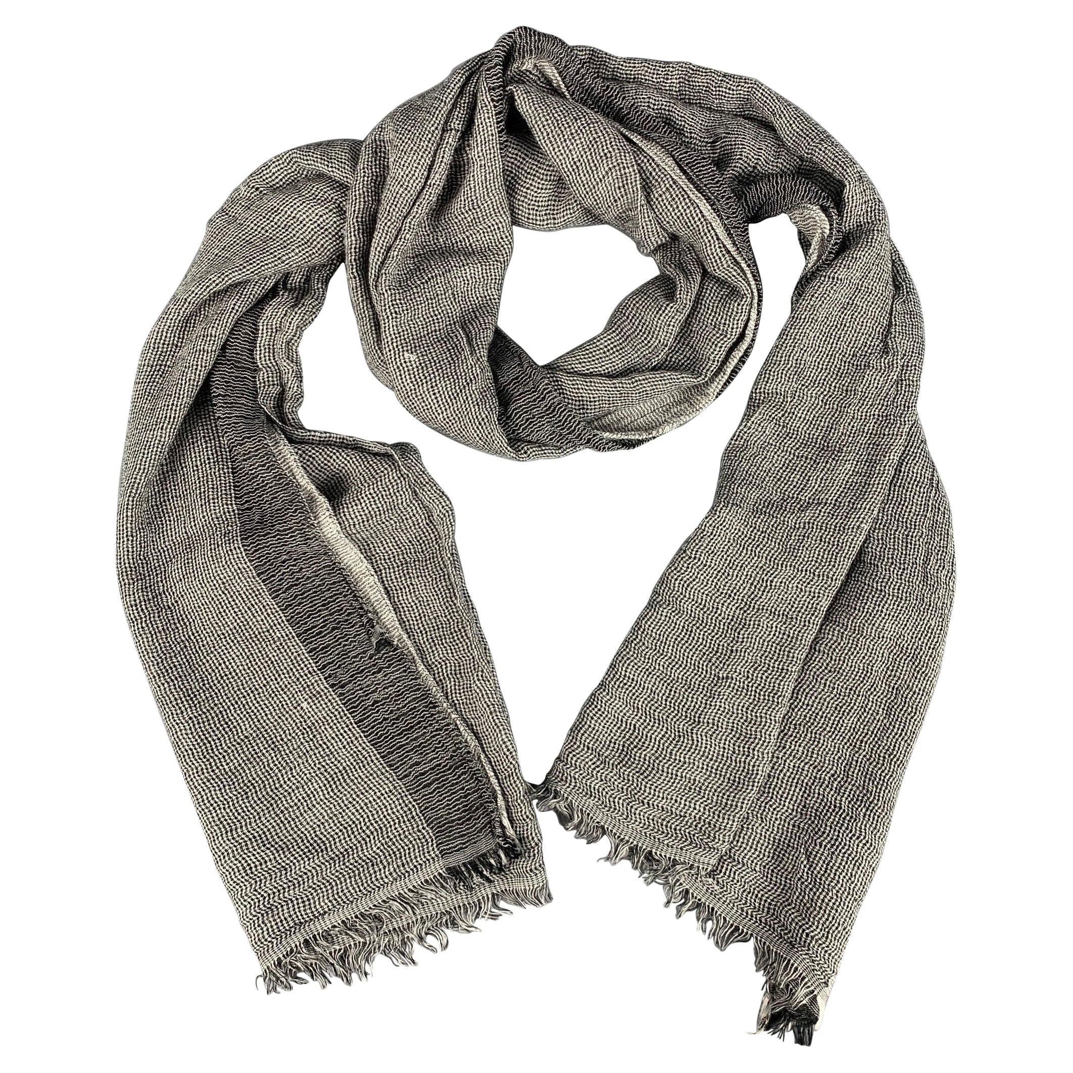 JOHN VARVATOS Black White Viscose Modal Scarf For Sale