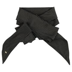 SAINT LAURENT Black White Polka Dot Silk Shawl