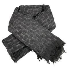 LOUIS VUITTON Black Grey Checkered Cashmere Silk Scarves