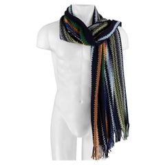 MISSONI Multi Color Zig Zag Wool Acrylic Knit Scarf