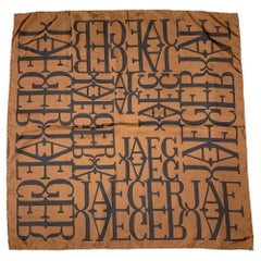 JAEGER Brown & Black Print Silk Scarf