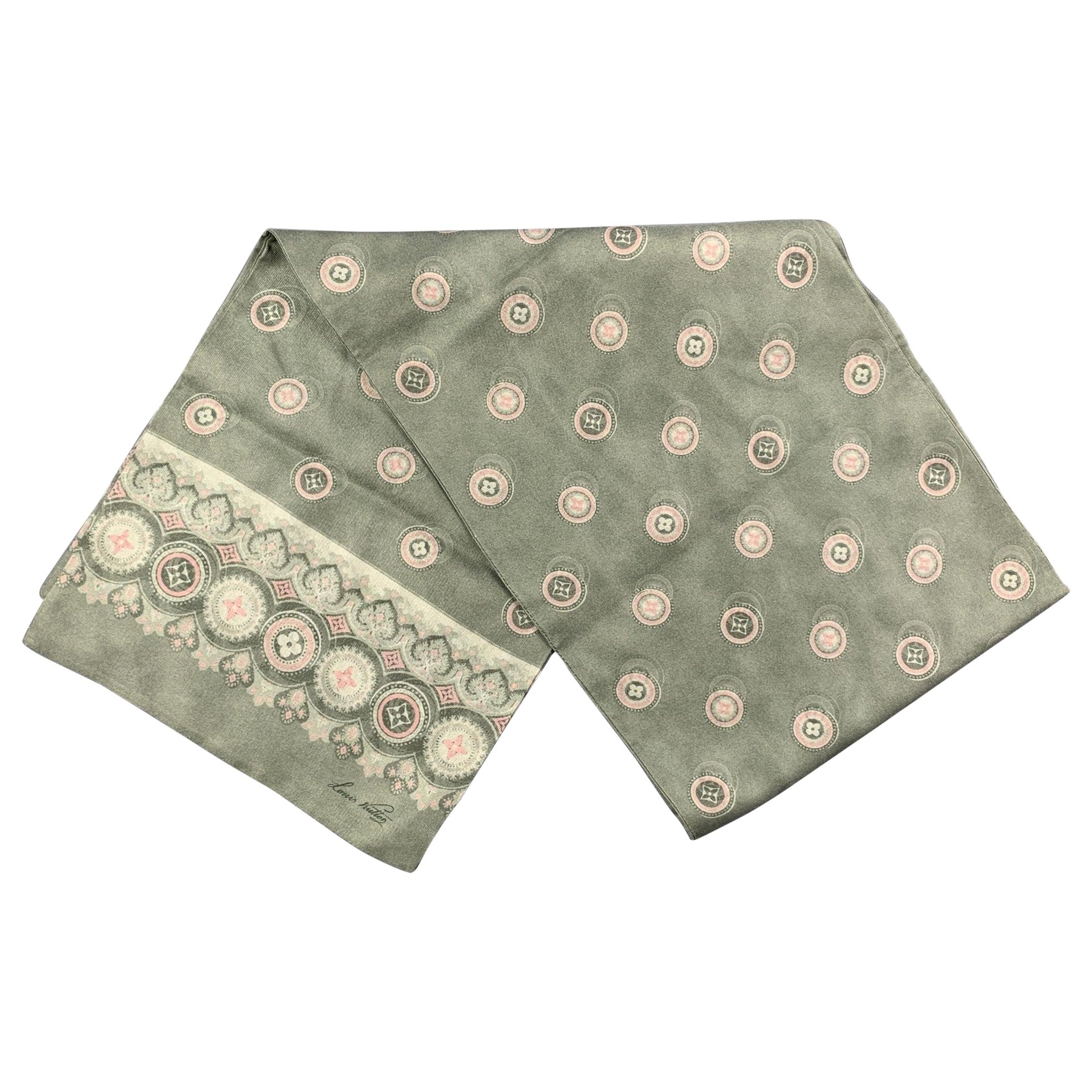 LOUIS VUITTON - Écharpe en coton imprimé rose menthe en vente