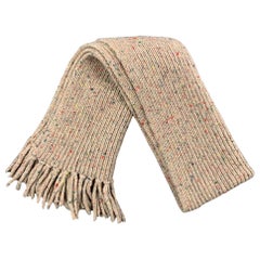 LOUIS VUITTON Oatmeal Multi-Color Knitted Fringe Scarf