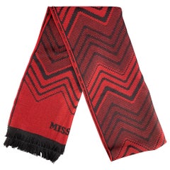 MISSONI - Écharpe en laine rouge et noire tricotée Lana