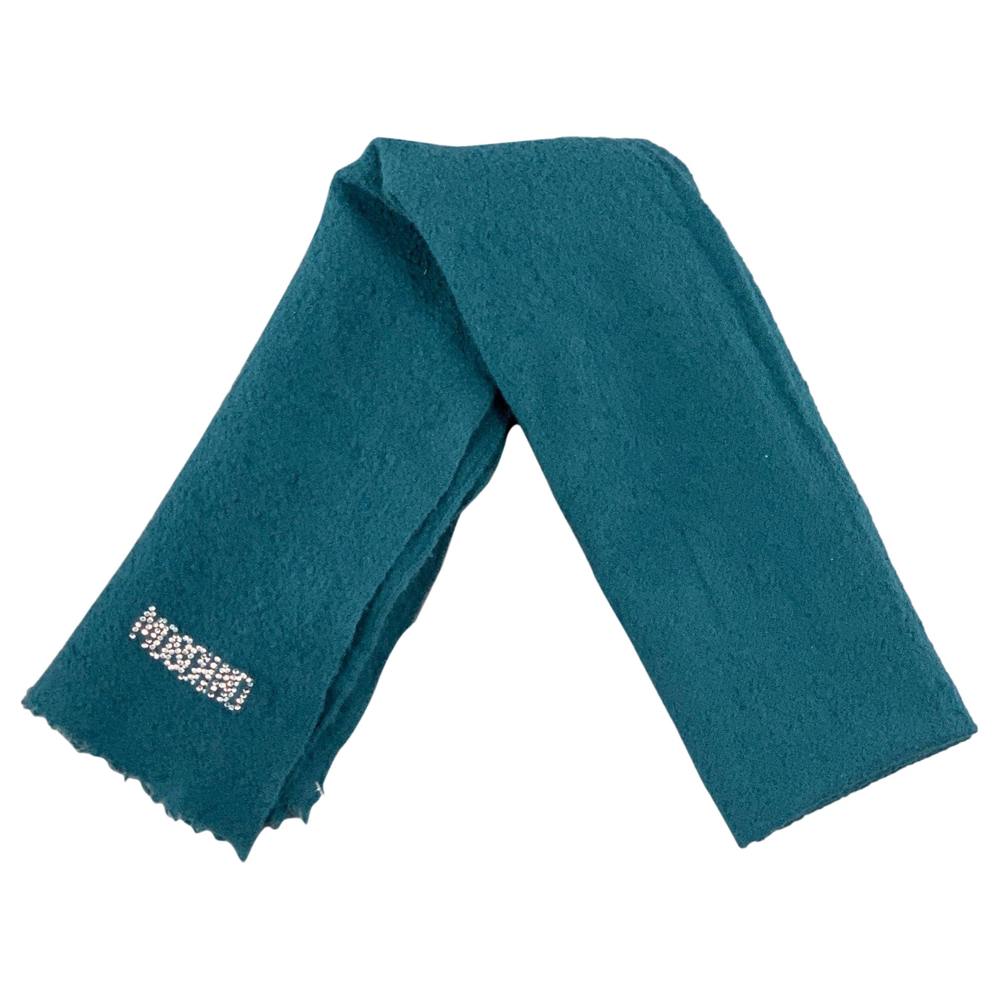 MOSCHINO Teal Textured Lana Wool Scarf For Sale