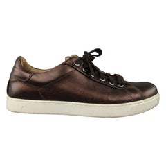 GIANVITO ROSSI Size 8 Brown Metallic Leather Lace Up Low Top Sneakers