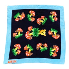 WALTER VAN BEIRENDONCK Multi-Color Teddy Bear & Mushroom Print Scarf