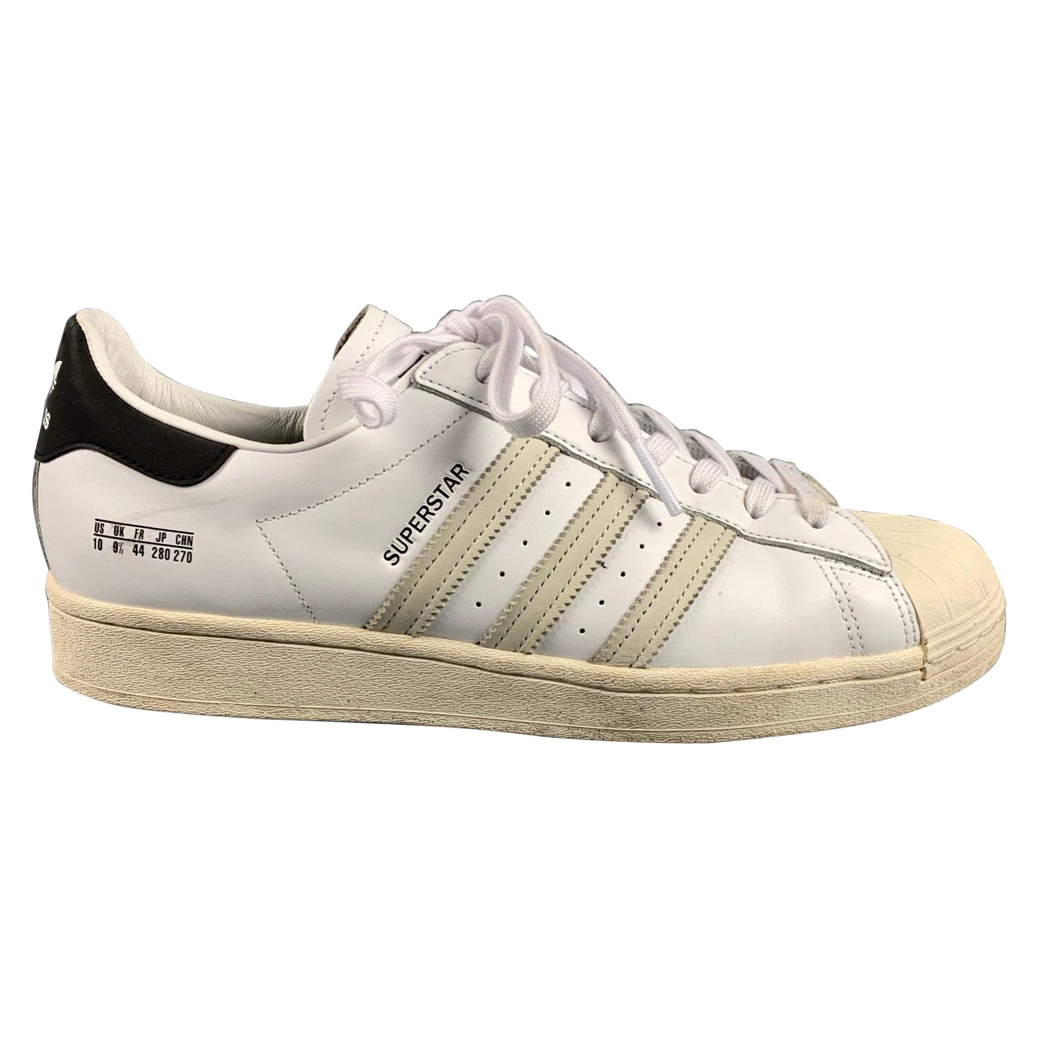 ADIDAS Size 10 White Beige Leather Low Top Sneakers For Sale