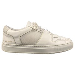 COMMON PROJECTS Size 8 White Mixed Materials Leather Low Top Sneakers