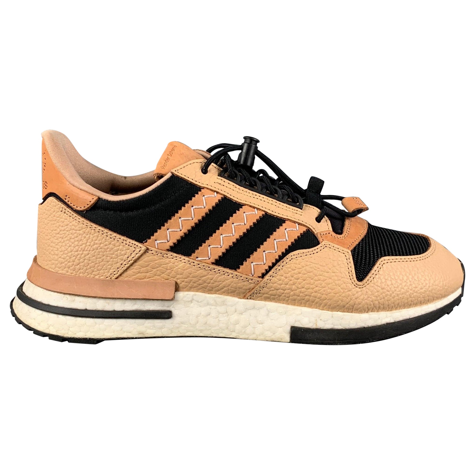 ADIDAS x HENDER SCHEME Size 10.5 Tan Black Leather Lace Up Sneakers For Sale