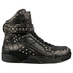 Used GIVENCHY Size 9 Black Studded Leather High Top Sneakers