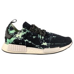 ADIDAS NMD R1 PK Size 12.5 Black Green Splattered Nylon Lace Up Sneakers
