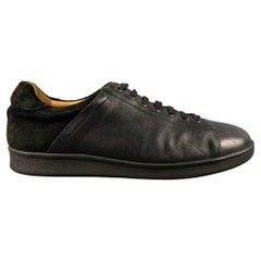 Used DAMIR DOMA Size 10 Black Leather Sneakers