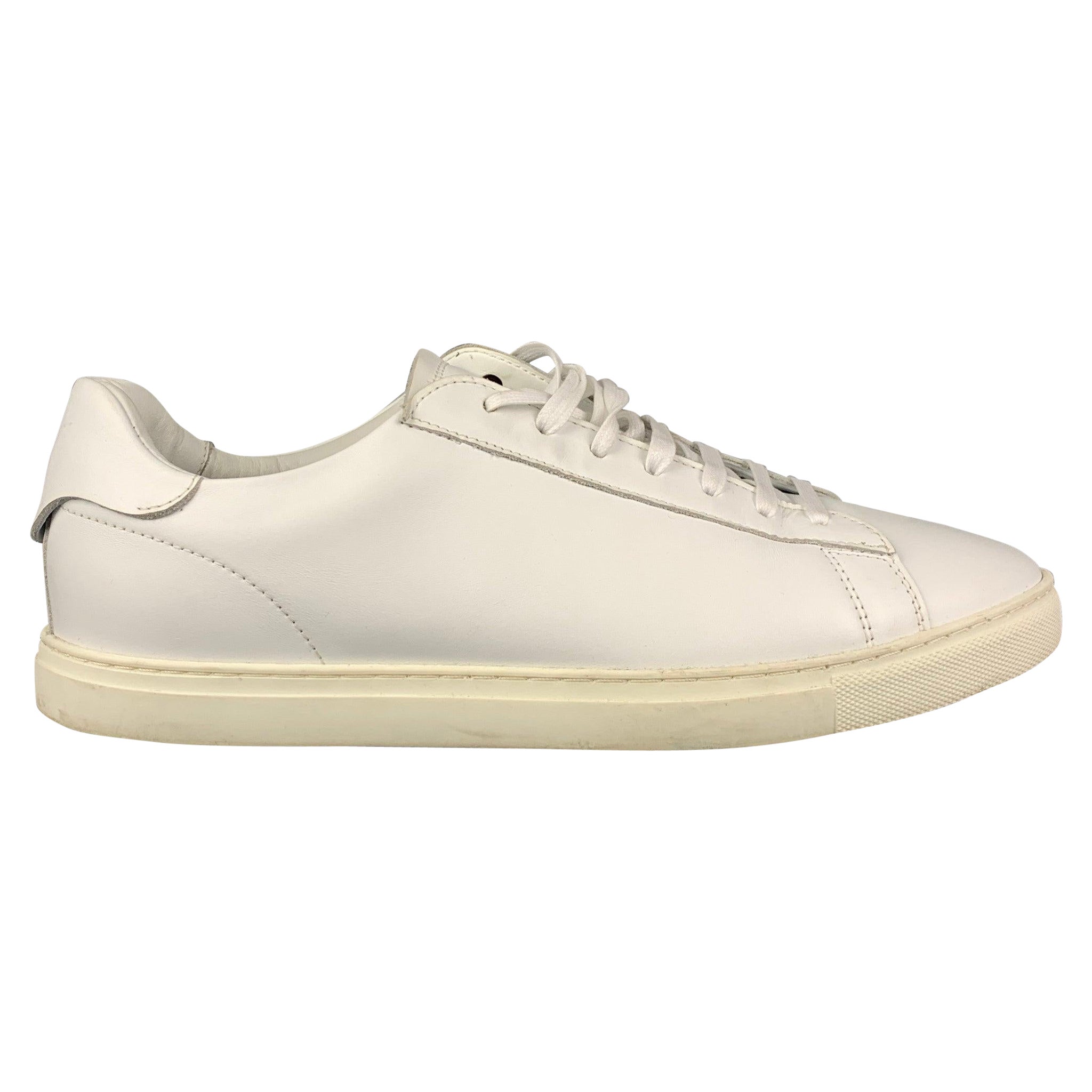DSQUARED2 Size 10.5 White Leather Lace Up Sneakers For Sale