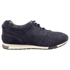 NEIL BARRETT Size 10 Navy Suede Lace Up Sneakers